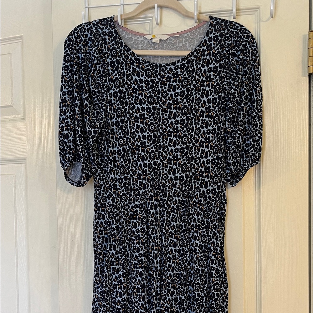 Boden Blue Floral Pattern Dress with pockets